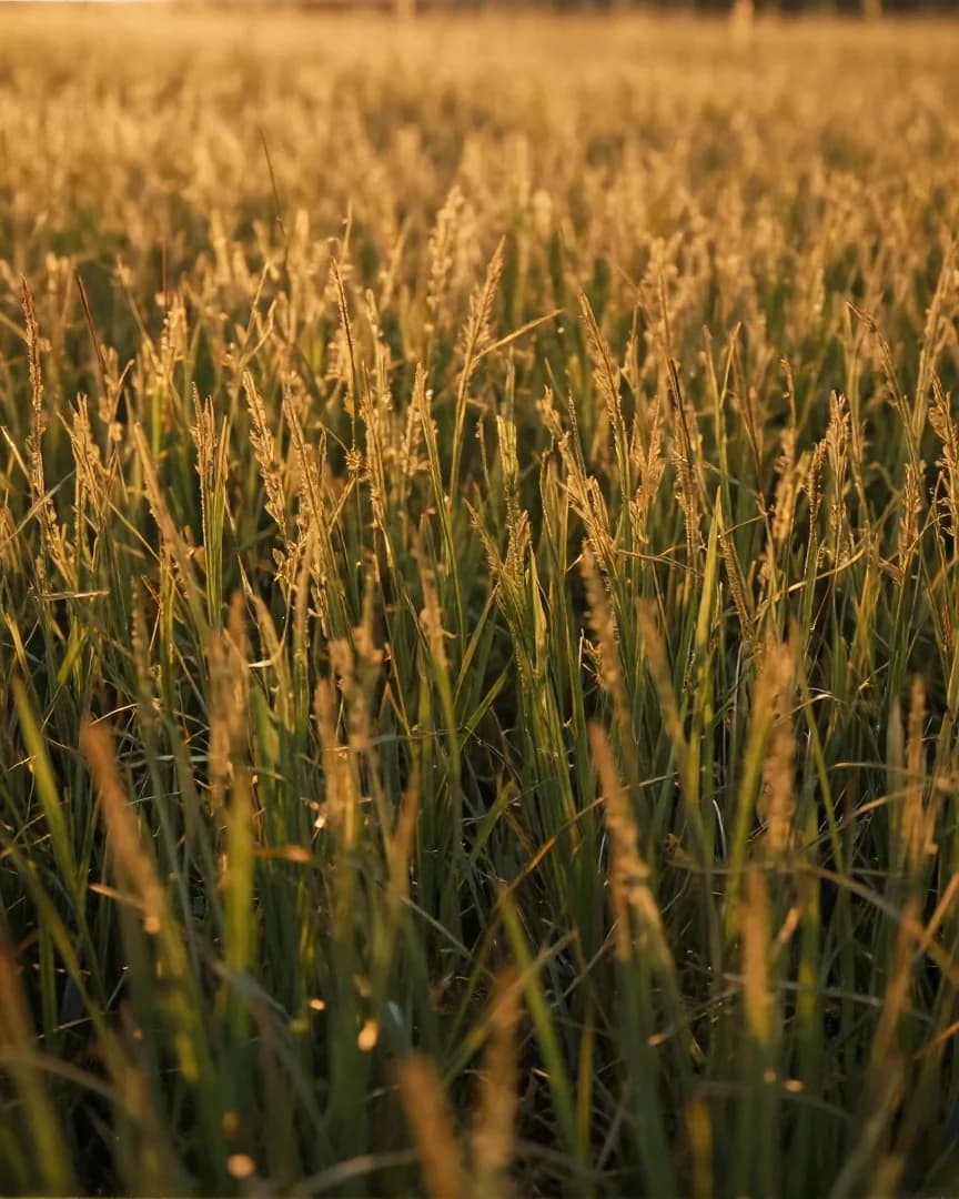 Hohes Gras im tiefstehenden Abendlicht.